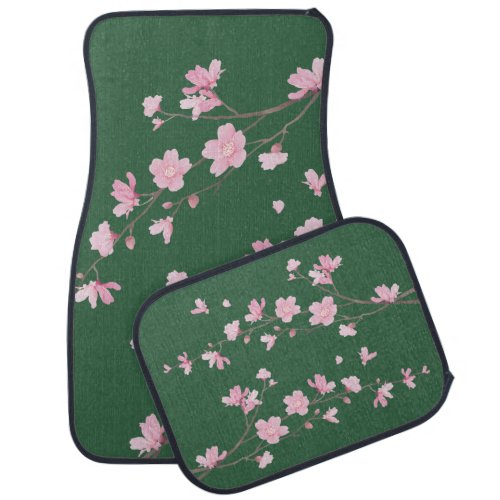 Cherry Blossom  Dark Green Car Floor Mat