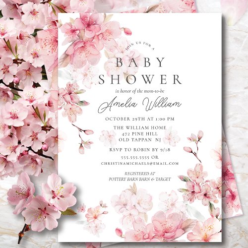 Cherry Blossom Delight Baby Shower Invitation