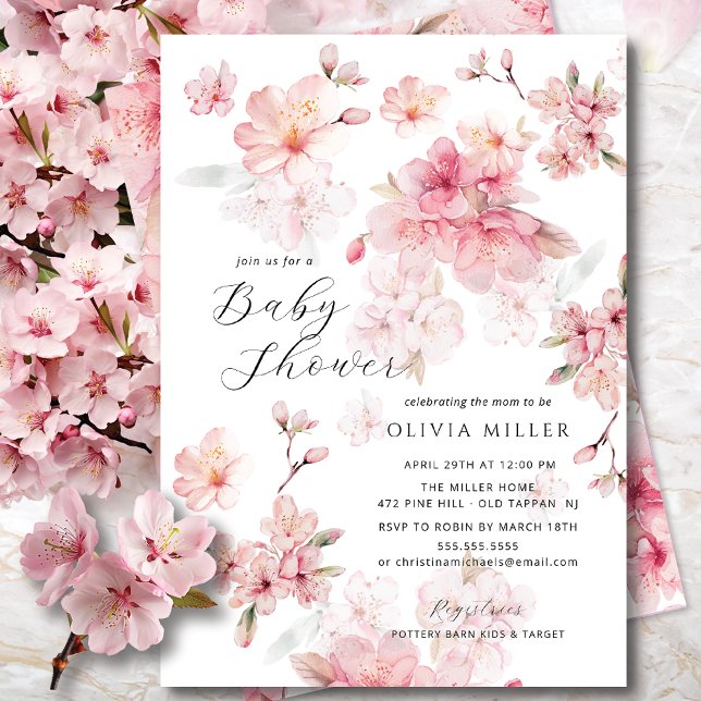 Cherry Blossom Delight Baby Shower Invitations (Creator Uploaded)
