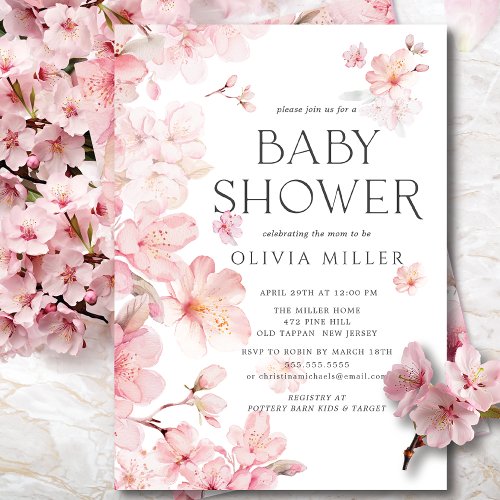 Cherry Blossom Delight Baby Shower Invitations 
