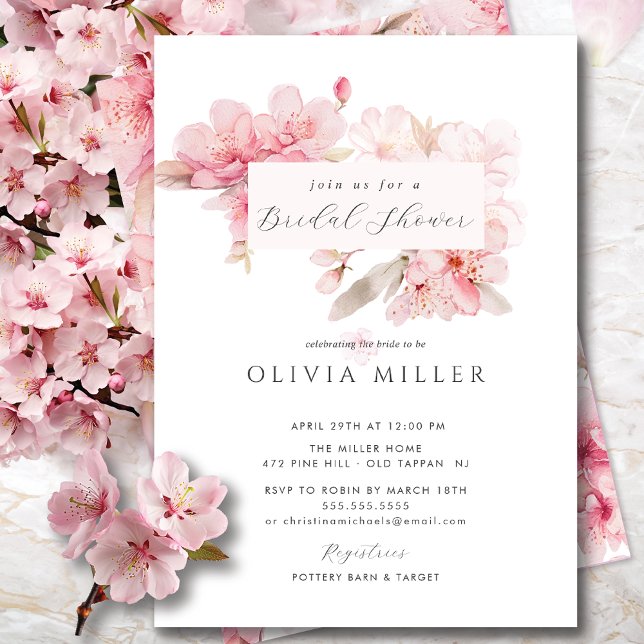 Cherry Blossom Delight Bridal Shower Invitation (Creator Uploaded)