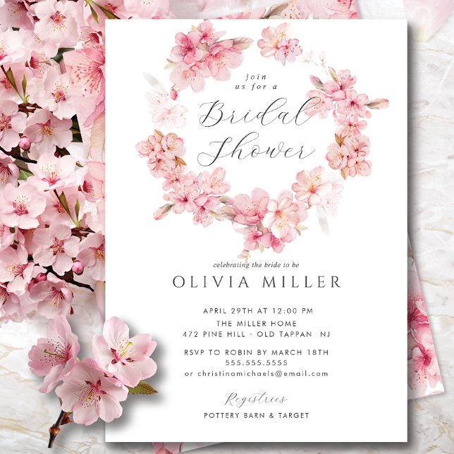 Cherry Blossom Delight Bridal Shower Invitation (Creator Uploaded)