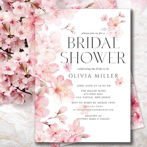 Cherry Blossom Delight Bridal Shower Invitations 