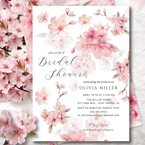 Cherry Blossom Delight Bridal Shower Invitations