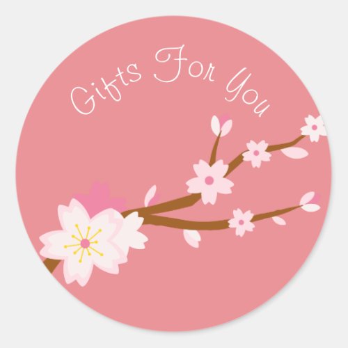 Cherry Blossom design Gift business branding Classic Round Sticker