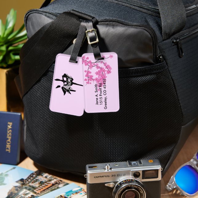 Cherry Blossom Design - Luggage Tag (Front & Back)