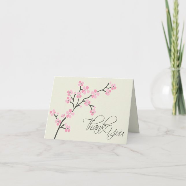 Cherry Blossom Designer Thank You Card 2 (pink) (Front)