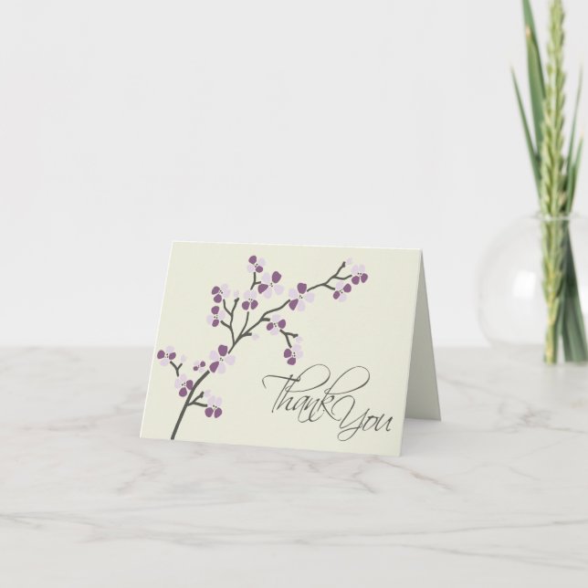 Cherry Blossom Designer Thank You Card 2 (plum) (Front)