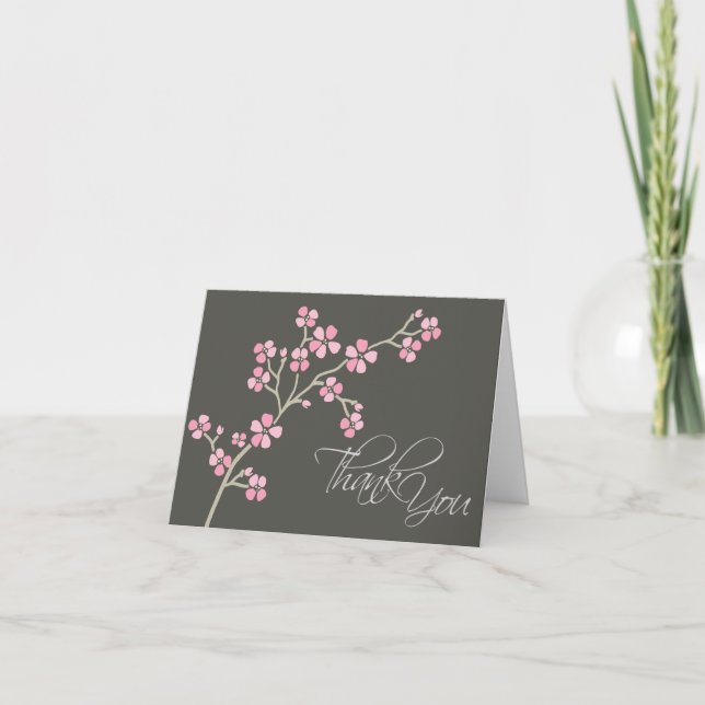 Cherry Blossom Designer Thank You Card (pink) (Front)
