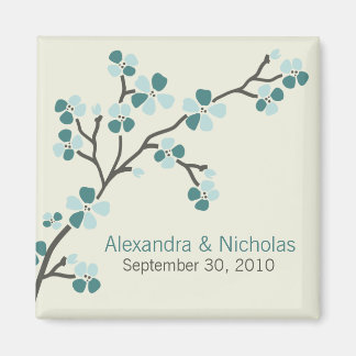 Cherry Blossom Designer Wedding Favor 2 (teal) Magnet