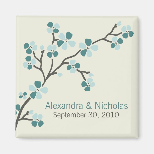 Cherry Blossom Designer Wedding Favor 2 (teal) Magnet (Front)