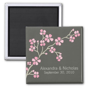 Cherry Blossom Designer Wedding Favor (pink) Magnet by TheWeddingShoppe at Zazzle