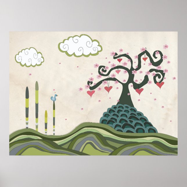 Cherry Blossom Doodle Vector Art Print (Front)