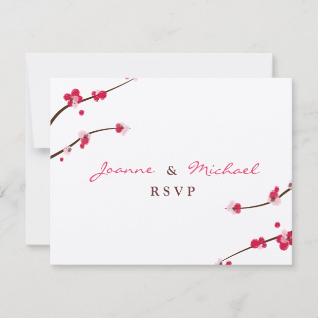 Cherry Blossom Double Happiness RSVP Card (Front)