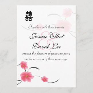 Cherry Blossom Double Happiness Wedding Collection Invitation