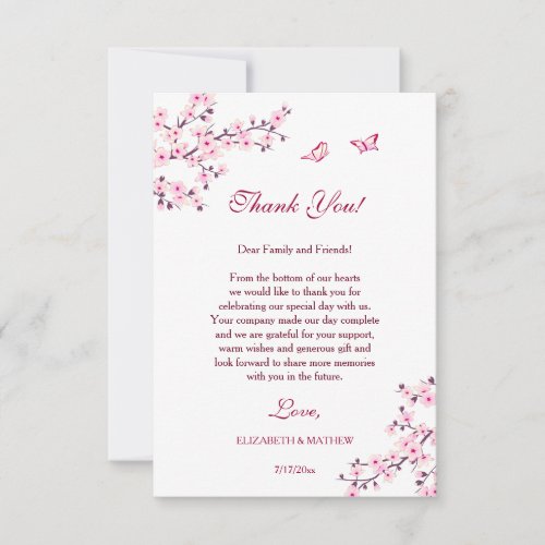 Cherry Blossom Downloadable Wedding Thank You Invitation
