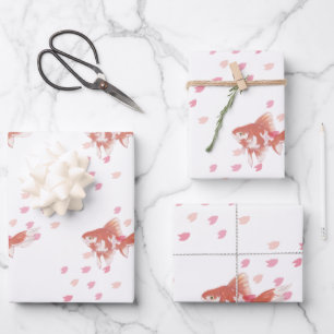 Cherry Blossom Dream: Koi Fish Art Print  Wrapping Paper Sheets