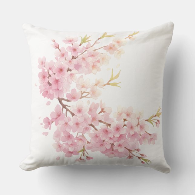 Cherry Blossom Dreams – Floral Art Throw Pillow (Front)