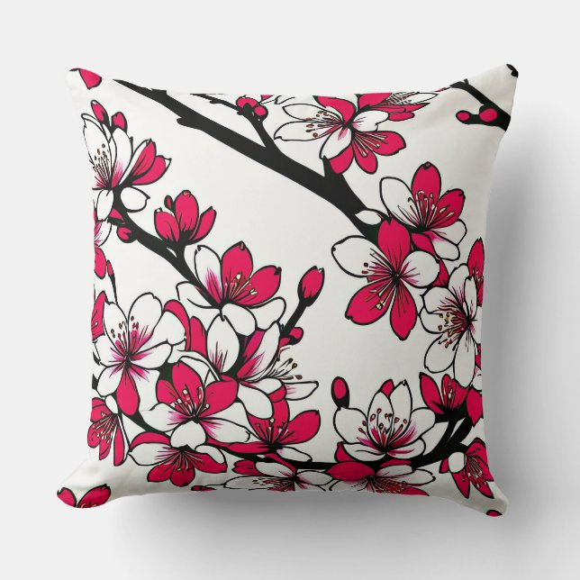 Cherry Blossom Dreams Throw Pillow (Front)