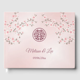 Cherry Blossom Dusty Pink Chinese Wedding Guest Book