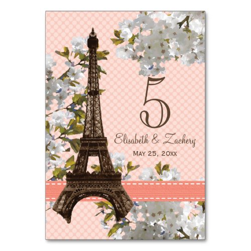 CHERRY BLOSSOM EIFFEL TOWER TABLE NUMBER CARDS