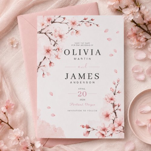 Cherry Blossom Elegance Save the Date Card