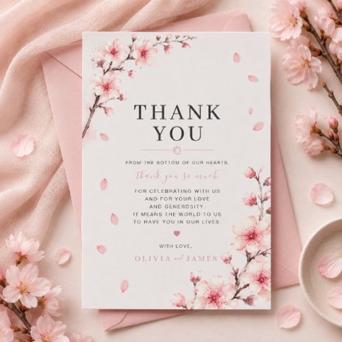 Cherry Blossom Elegance Wedding Thank You Card