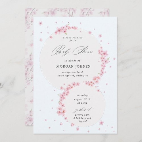 cherry blossom elegant baby shower invitation
