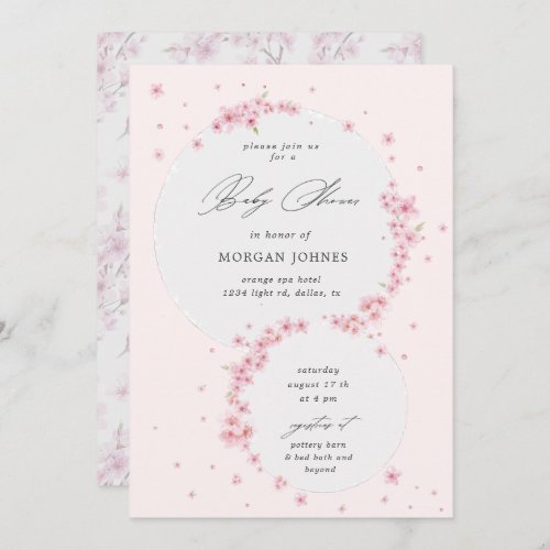 cherry blossom elegant baby shower invitation