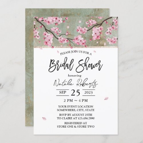 Cherry Blossom Elegant Floral Bridal Shower Invitation