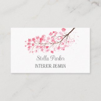 Cherry Blossom Elegant Floral Spring Business Card