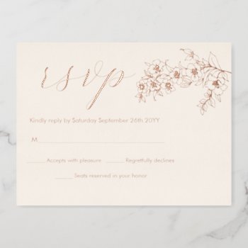 Cherry Blossom Elegant Real Rose Gold Rsvp Cards by rusticwedding at Zazzle