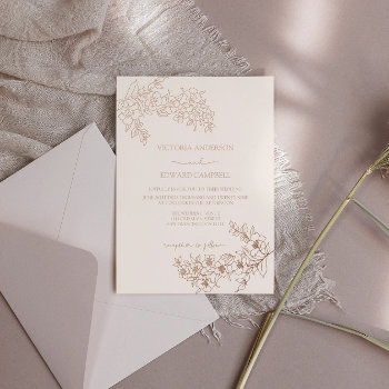 Cherry Blossom Elegant Real Rose Gold Wedding Foil Invitation by rusticwedding at Zazzle