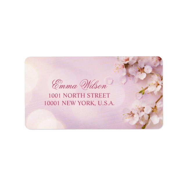 Cherry Blossom Elegant Wedding Address Labels (Front)