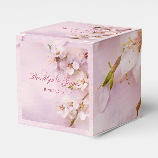 Cherry Blossom Elegant Wedding Favor Box (Front Side)