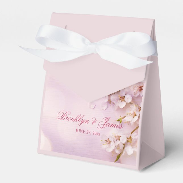 Cherry Blossom Elegant Wedding Favor Box Tent (Front Side)