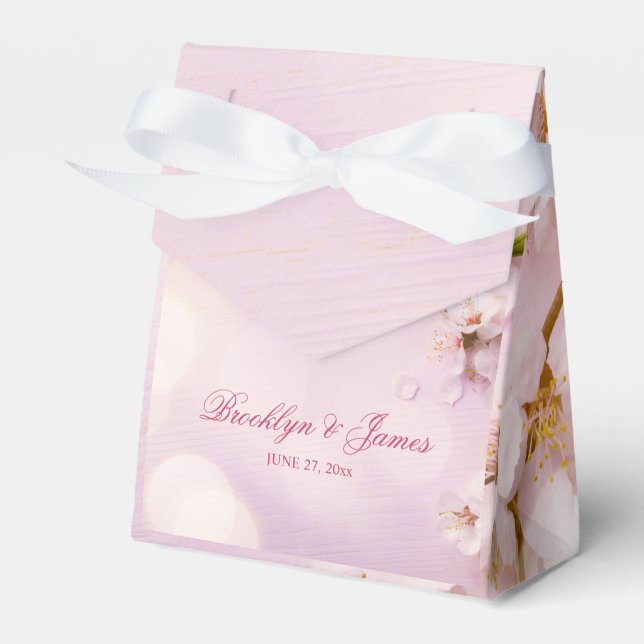 Cherry Blossom Elegant Wedding Favor Boxes (Front Side)