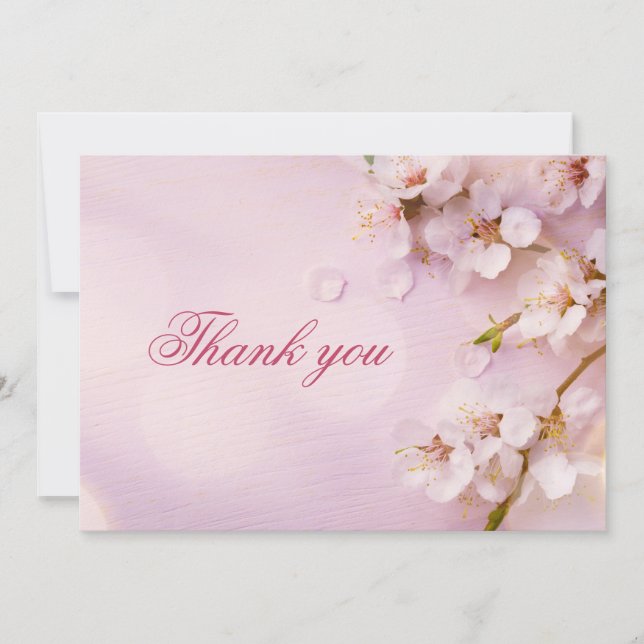 Cherry Blossom Elegant Wedding Thank You Cards (Front)