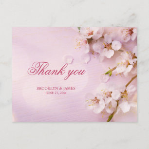 Cherry Blossom Elegant Wedding Thank You Postcards