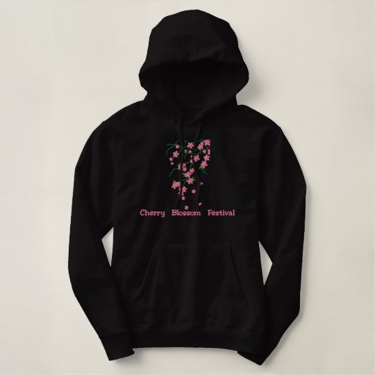Cherry Blossom Embroidery on Hoodie