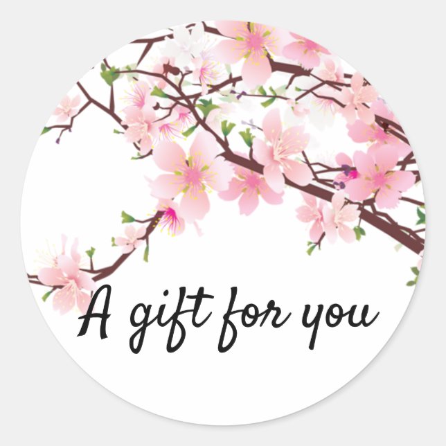 Cherry Blossom Envelope Seal Wedding Favor Sticker (Front)