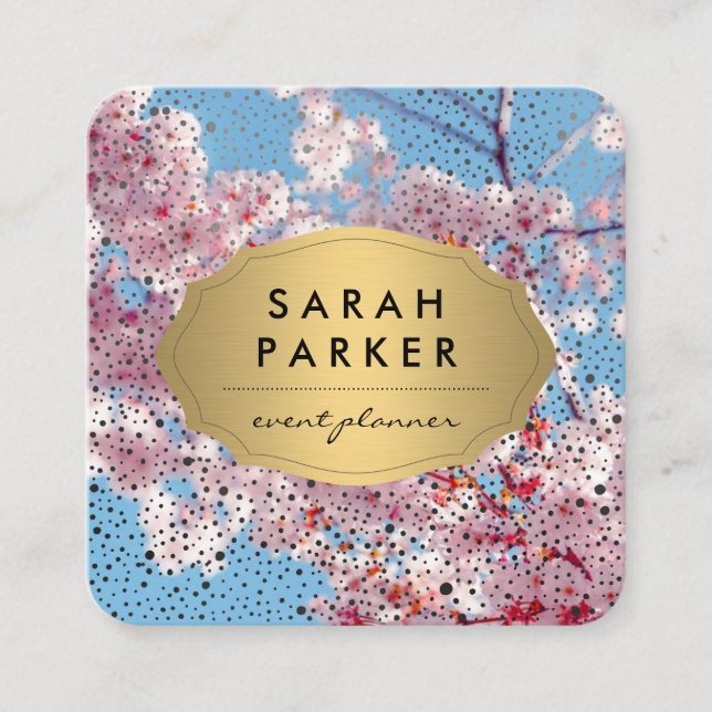 Cherry Blossom | Event Planner Square Business Card (Front)