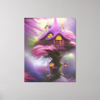 Cherry Blossom Fairy House Fantasy Canvas Art