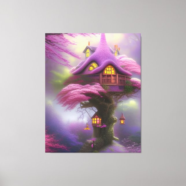 Cherry Blossom Fairy House Fantasy Canvas Art (Front)
