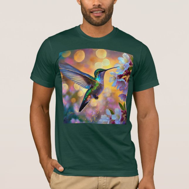 Cherry Blossom Fantasy Hummingbird T-Shirt (Front)
