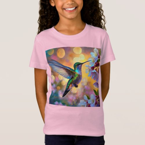 Cherry Blossom Fantasy Hummingbird T_Shirt