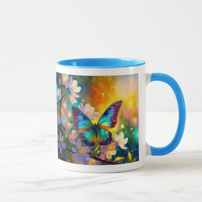 Cherry Blossom Fantasy Sunrise Butterfly Mug (Right)