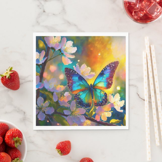 Cherry Blossom Fantasy Sunrise Butterfly Napkins (Insitu)