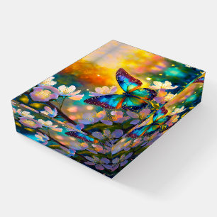 Cherry Blossom Fantasy Sunrise Butterfly Paperweight