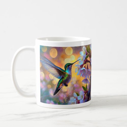 Cherry Blossom Fantasy Sunrise Hummingbird Coffee Mug